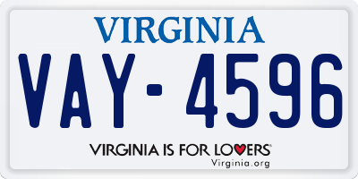 VA license plate VAY4596