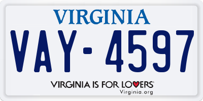VA license plate VAY4597