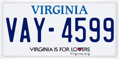 VA license plate VAY4599