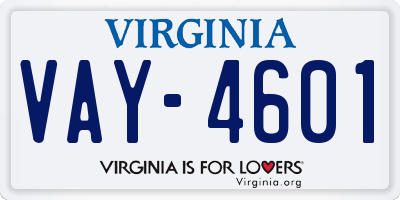 VA license plate VAY4601