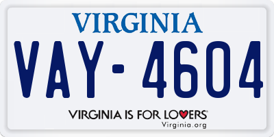 VA license plate VAY4604