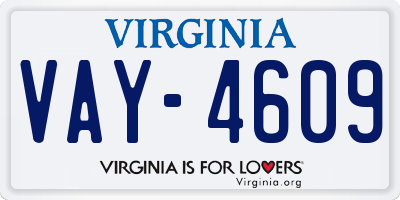 VA license plate VAY4609