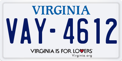 VA license plate VAY4612
