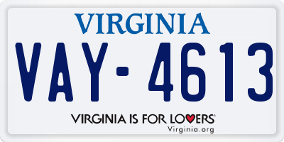VA license plate VAY4613