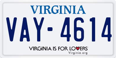 VA license plate VAY4614