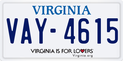 VA license plate VAY4615