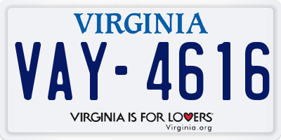VA license plate VAY4616
