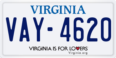 VA license plate VAY4620