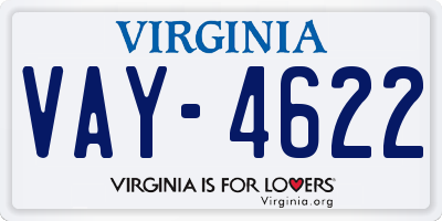 VA license plate VAY4622