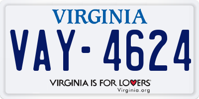 VA license plate VAY4624
