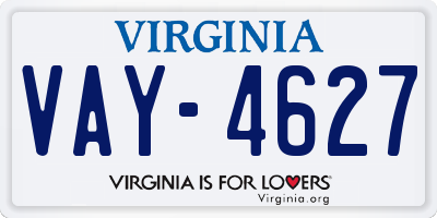 VA license plate VAY4627