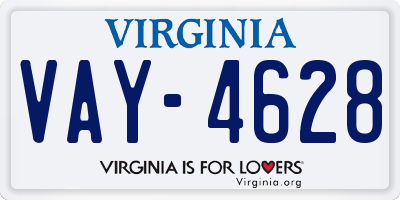 VA license plate VAY4628