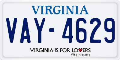 VA license plate VAY4629