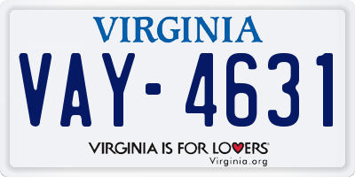 VA license plate VAY4631
