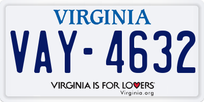 VA license plate VAY4632