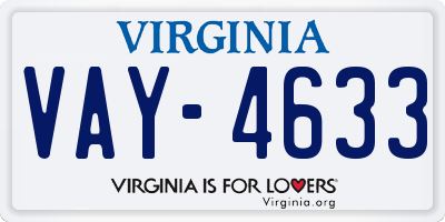VA license plate VAY4633