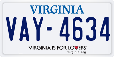 VA license plate VAY4634