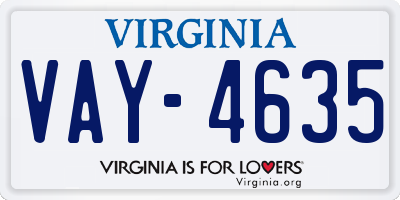 VA license plate VAY4635