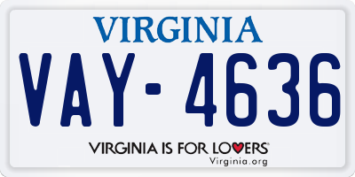 VA license plate VAY4636