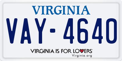 VA license plate VAY4640