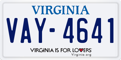 VA license plate VAY4641