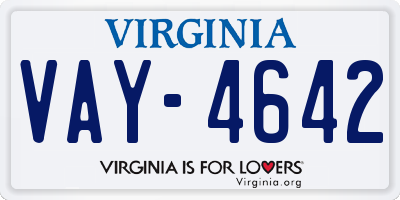 VA license plate VAY4642