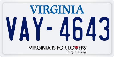 VA license plate VAY4643