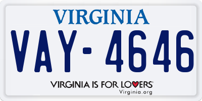 VA license plate VAY4646