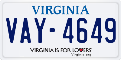 VA license plate VAY4649