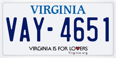 VA license plate VAY4651