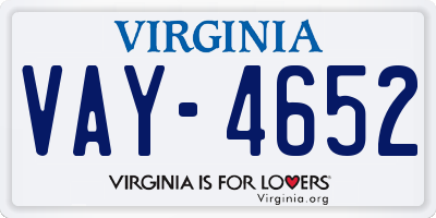 VA license plate VAY4652
