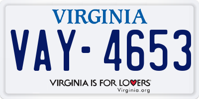 VA license plate VAY4653
