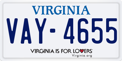 VA license plate VAY4655