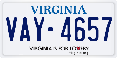 VA license plate VAY4657