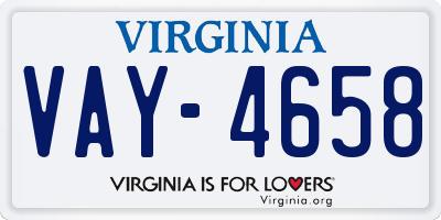 VA license plate VAY4658