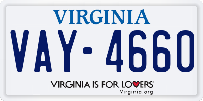VA license plate VAY4660