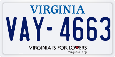 VA license plate VAY4663