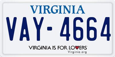VA license plate VAY4664