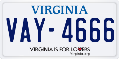 VA license plate VAY4666