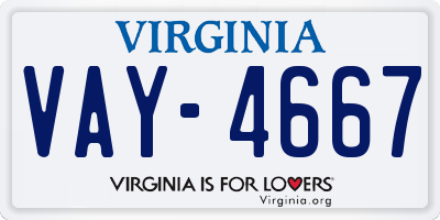 VA license plate VAY4667