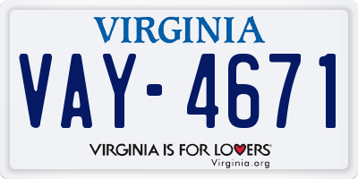 VA license plate VAY4671