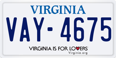 VA license plate VAY4675