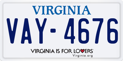 VA license plate VAY4676