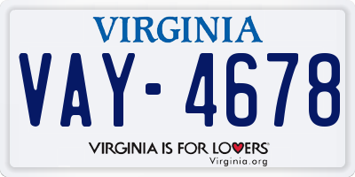 VA license plate VAY4678