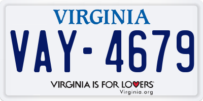 VA license plate VAY4679