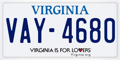 VA license plate VAY4680