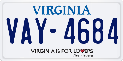 VA license plate VAY4684
