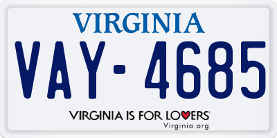 VA license plate VAY4685