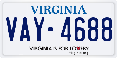 VA license plate VAY4688