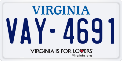 VA license plate VAY4691
